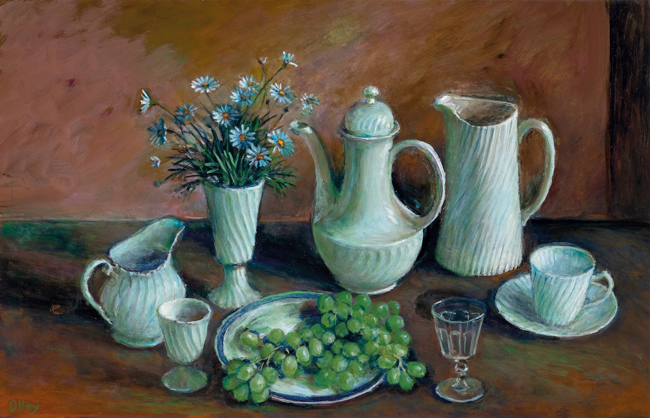 UNTITLED (STILL LIFE WITH DAISIES AND GRAPES) by Margaret Hannah Olley