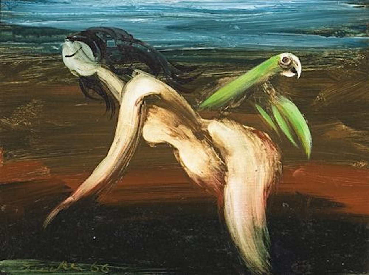 WOMAN AND PARROT by Albert Tucker