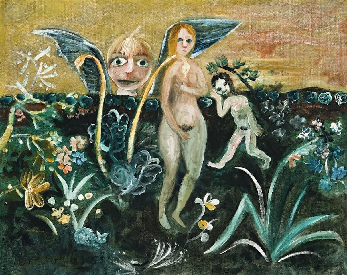 ADAM AND EVE WITH GARLIC PLANT by John Perceval