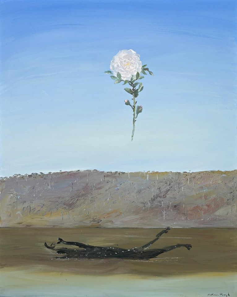 RIVER IN FLOOD WITH CARCASS AND ROSE by Arthur Merric Bloomfield Boyd