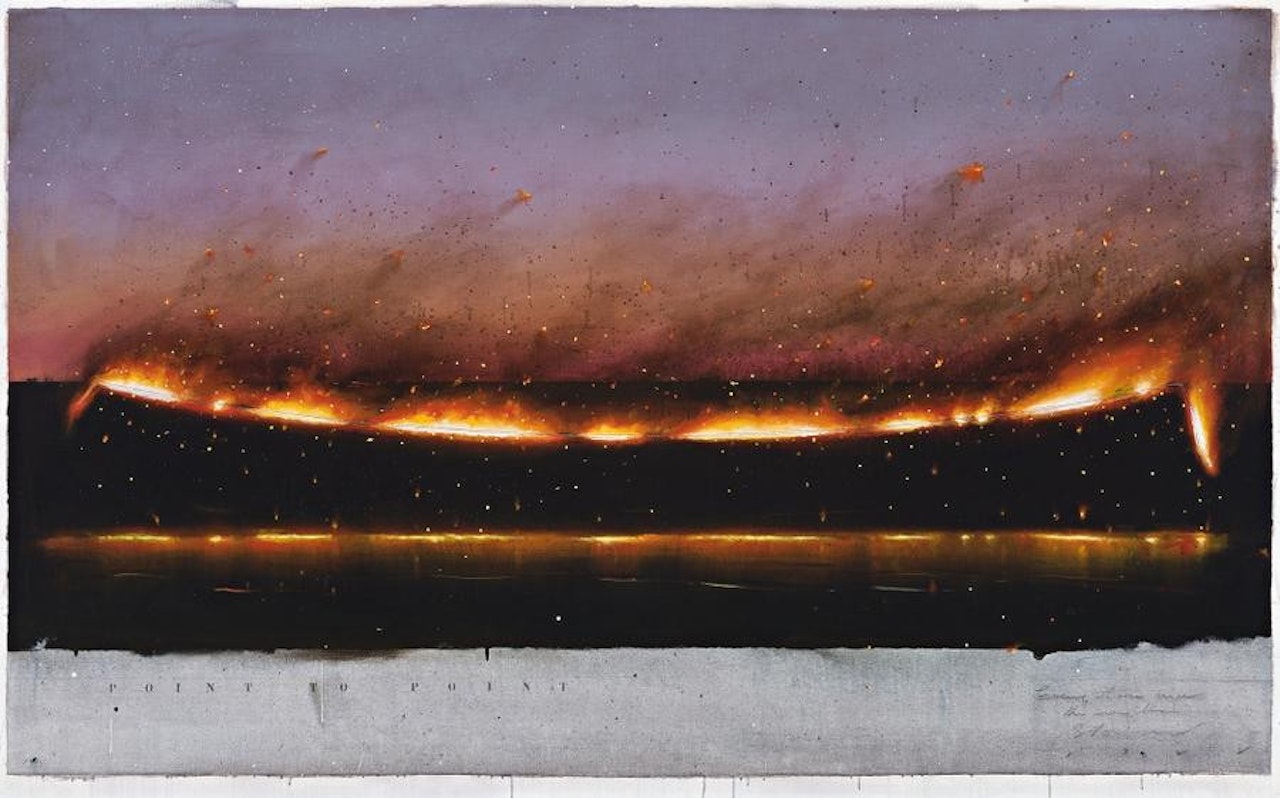 POINT TO POINT - EVENING LINE OVER THE WATER by Tim Storrier