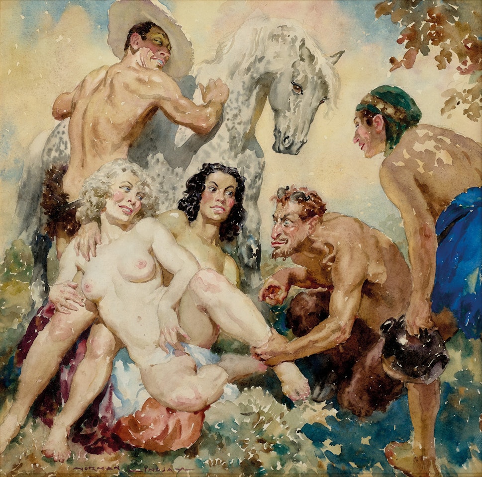 SATYR AND TWO NYMPHS by Norman Alfred Williams Lindsay