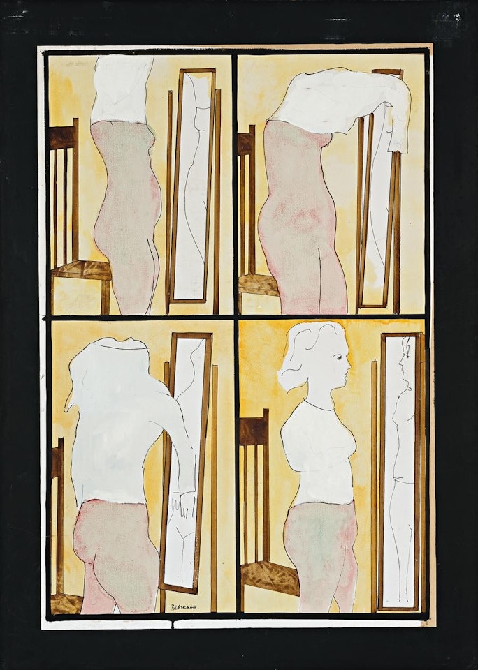 GIRL DRESSING WITH MIRROR by Charles Blackman