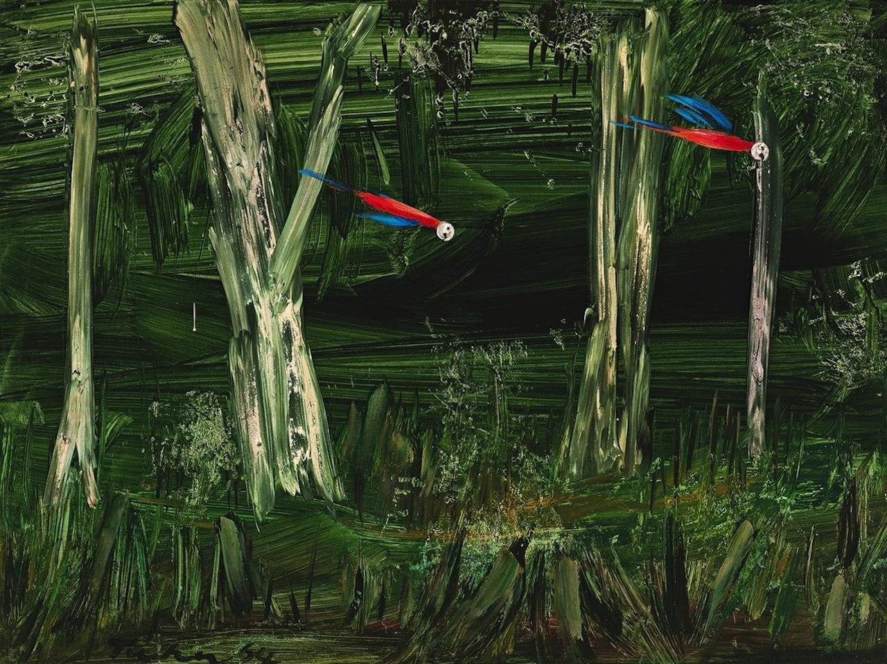 PARROTS THROUGH THE TREES by Albert Tucker