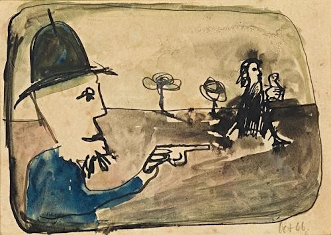 POLICEMAN CHASING MRS KELLY by Sidney Nolan