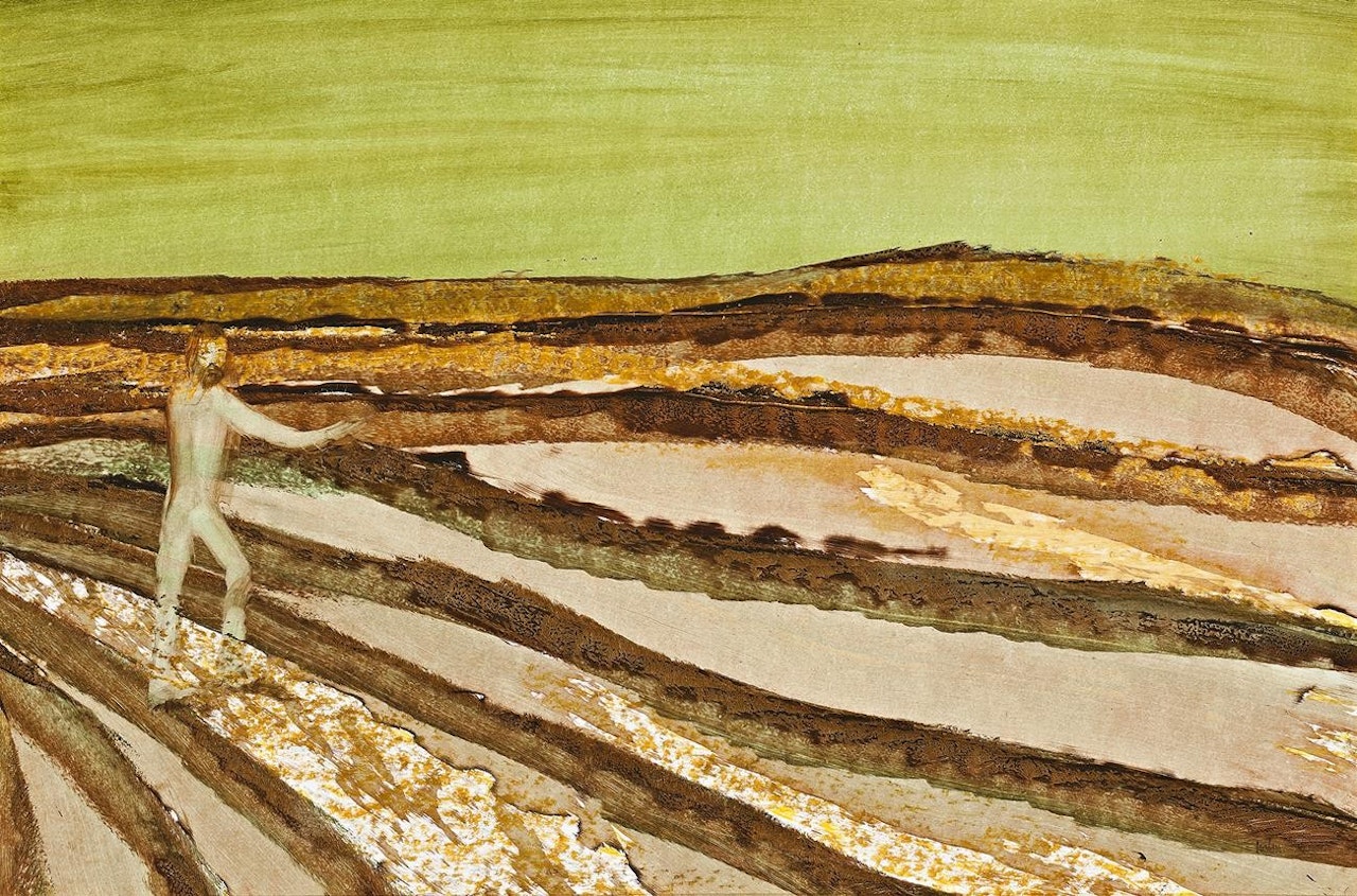 MAN IN CENTRAL AUSTRALIA LANDSCAPE by Sidney Nolan