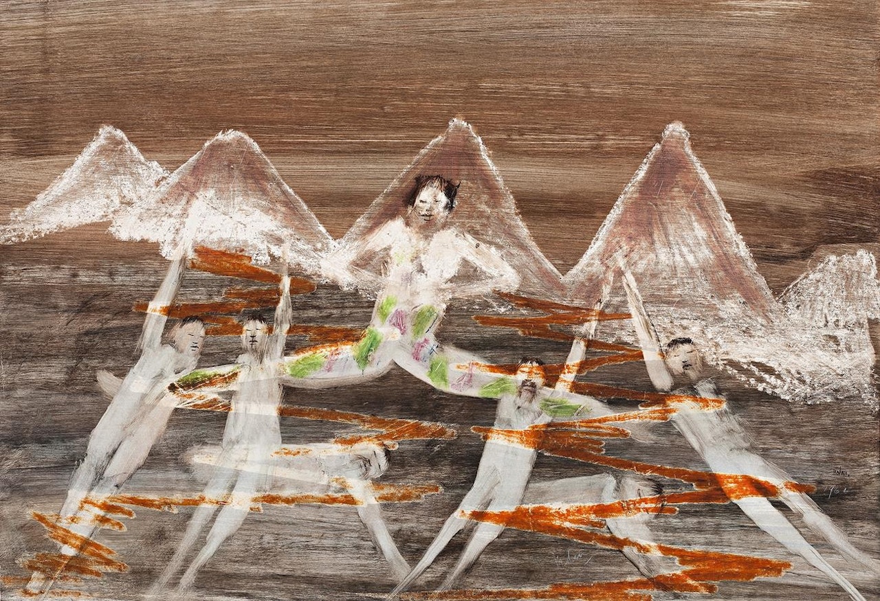 FLOATING FIGURES IN MOUNTAINOUS LANDSCAPE by Sidney Nolan