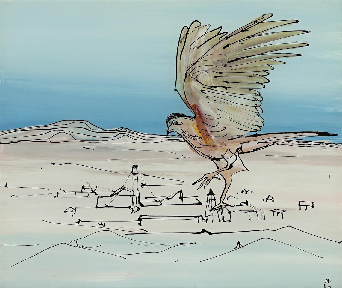 BIRD OVER TIN MINE, NORTH QUEENSLAND by Sidney Nolan