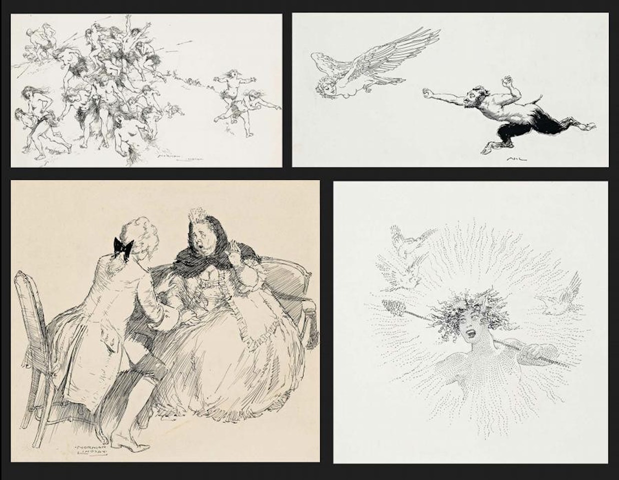 GROUP OF FOUR DRAWINGS by Norman Alfred Williams Lindsay