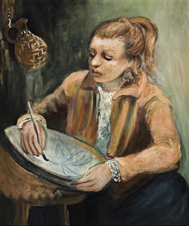 GIRL DECORATING CERAMIC - MARY BOYD by John Perceval