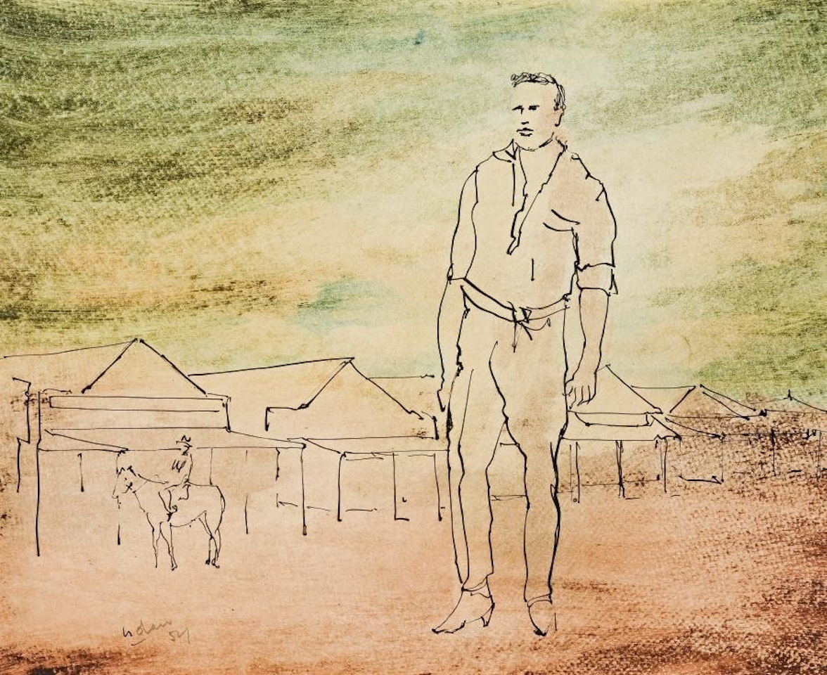 FIGURE IN OUTBACK LANDSCAPE by Sidney Nolan