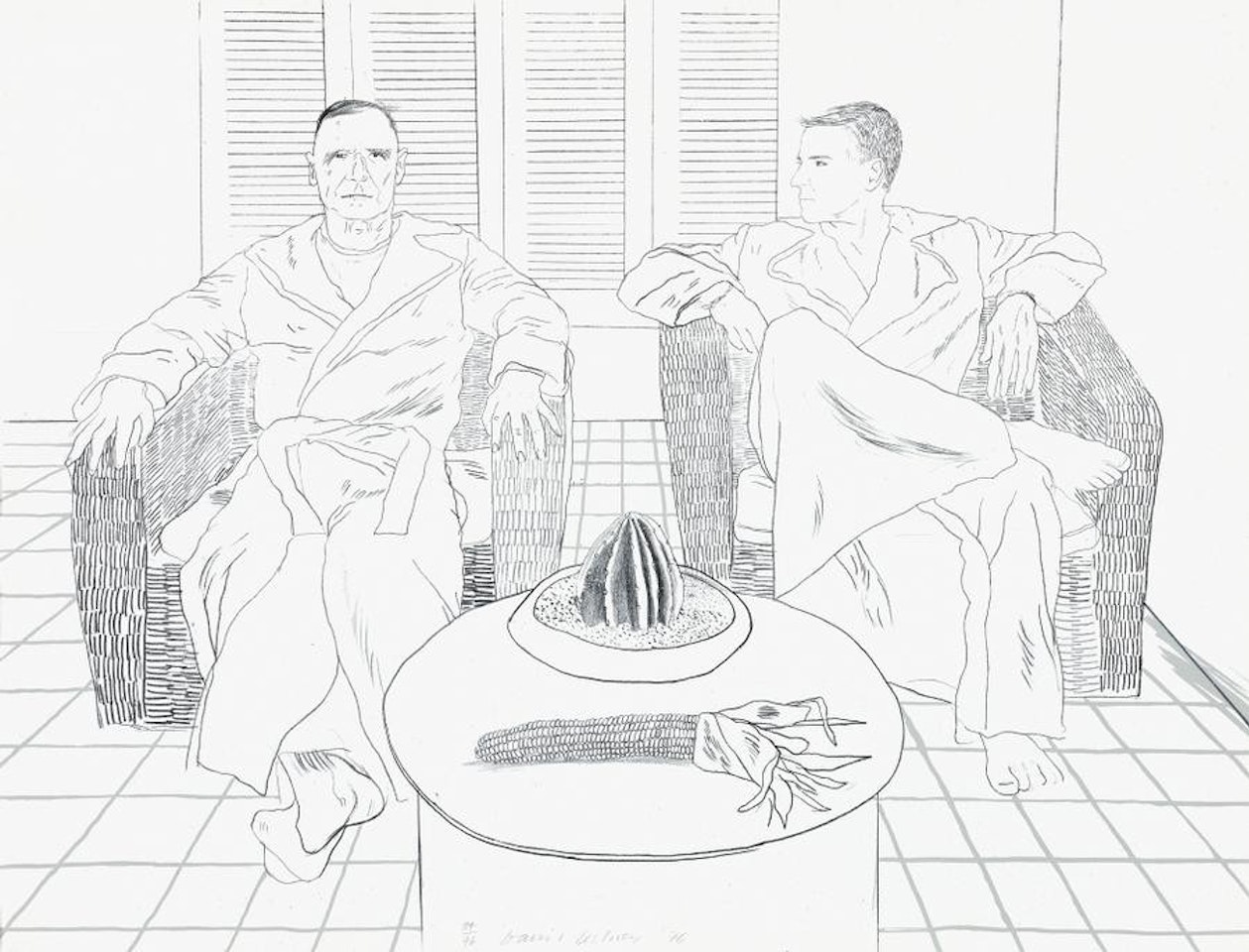 CHRISTOPHER ISHERWOOD AND DON BACHARDY by David Hockney