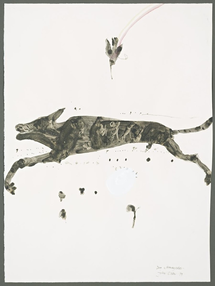 DOG AND HONEYEATER by John Olsen