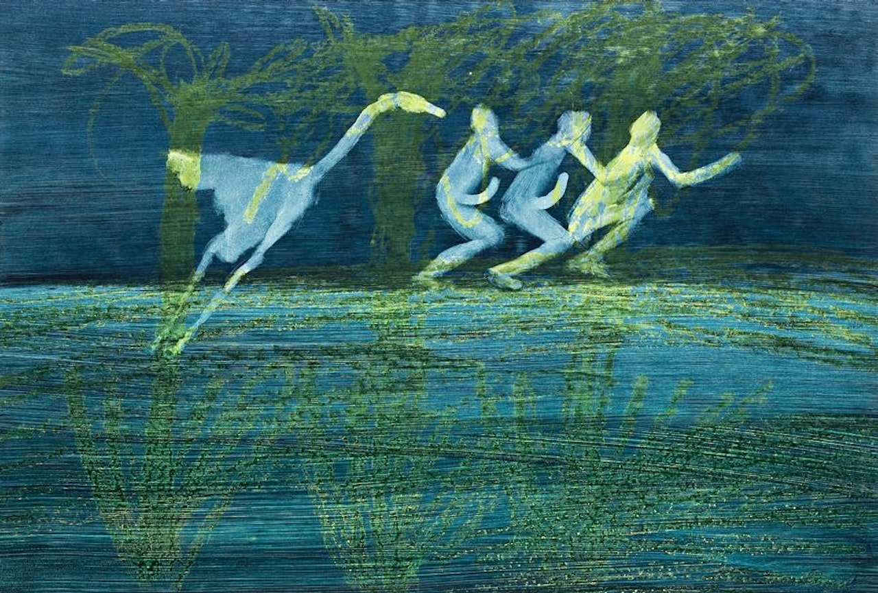 HEAD HUNTERS PURSUED BY BIRD OF PARADISE by Sidney Nolan