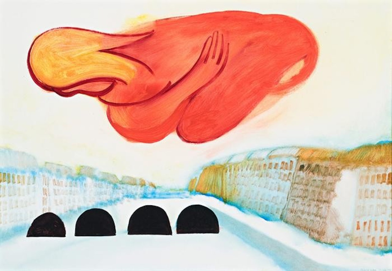 ORANGE NUDE SEINE by Charles Blackman
