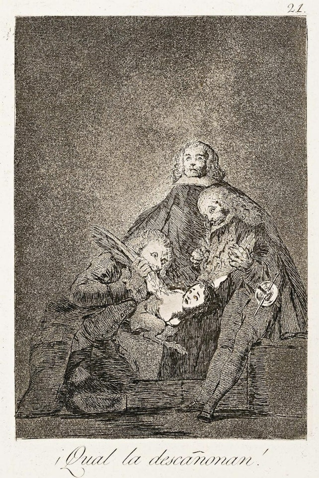 QUAL LA DESCANONAN (HOW THEY PLUCK HER!); plate 21 from Los Caprichos by Francisco José de Goya