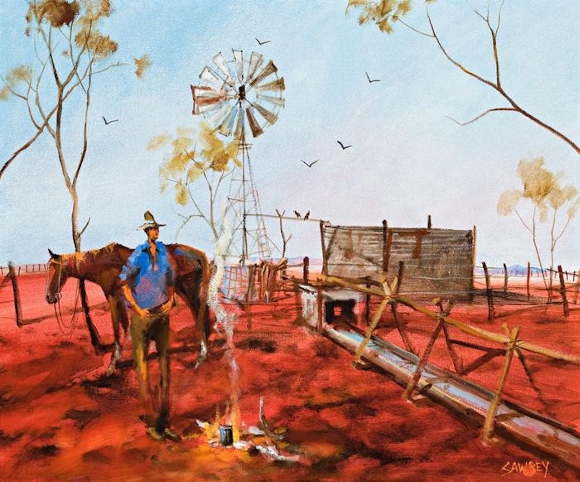 BILL CRUMMY, THE BOUNDARY RIDER, W.QLD by Hugh Sawrey