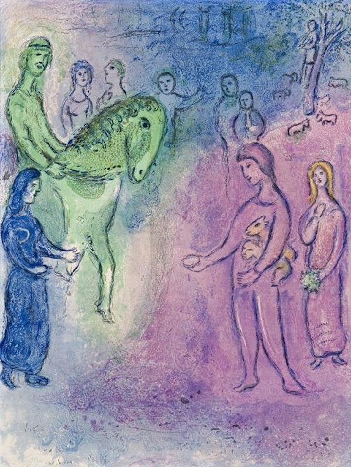 DAPHNIS AND CHLOE: THE ARRIVAL OF DIONYSOPHANES by Marc Chagall