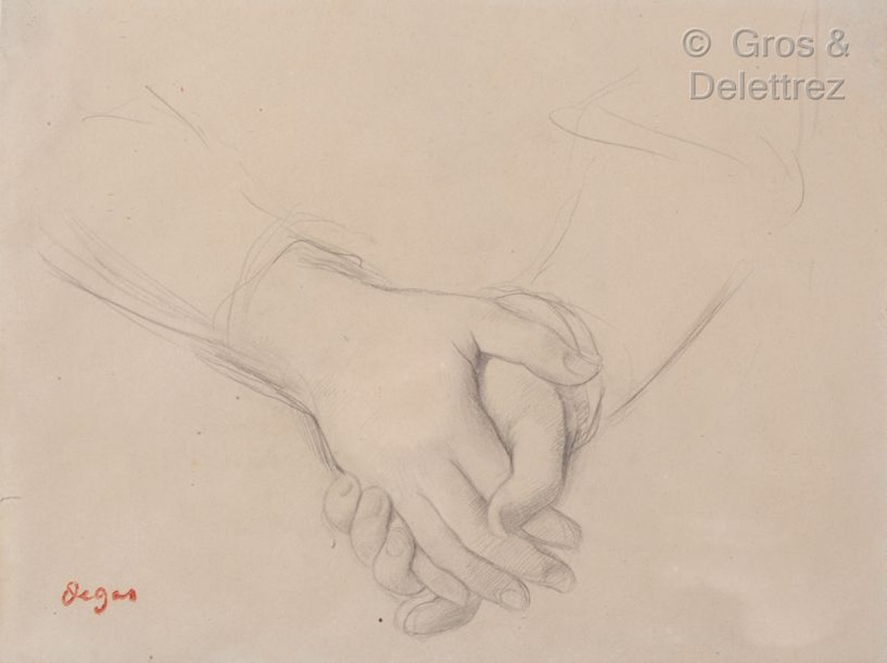Study of hands for the portrait of Mademoiselle Dubourg (Madame Fantin-Latour) by Edgar Degas