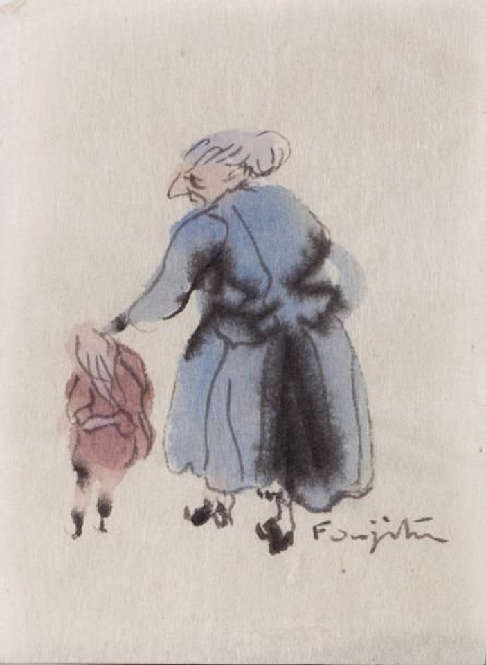 The grandmother and her granddaughter Pen by Leonard Tsuguharu Foujita