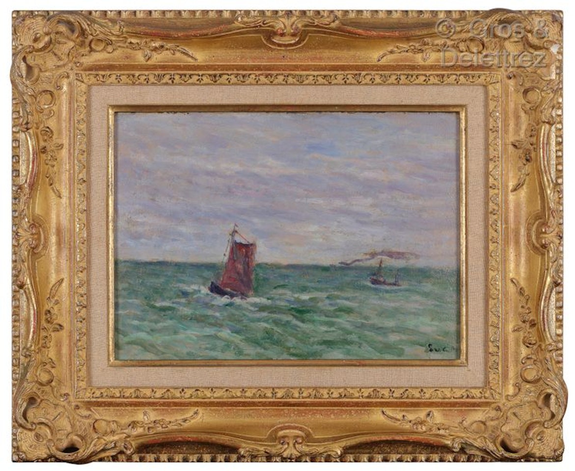 Sailboat at sea off Le Tréport by Maximilien Luce