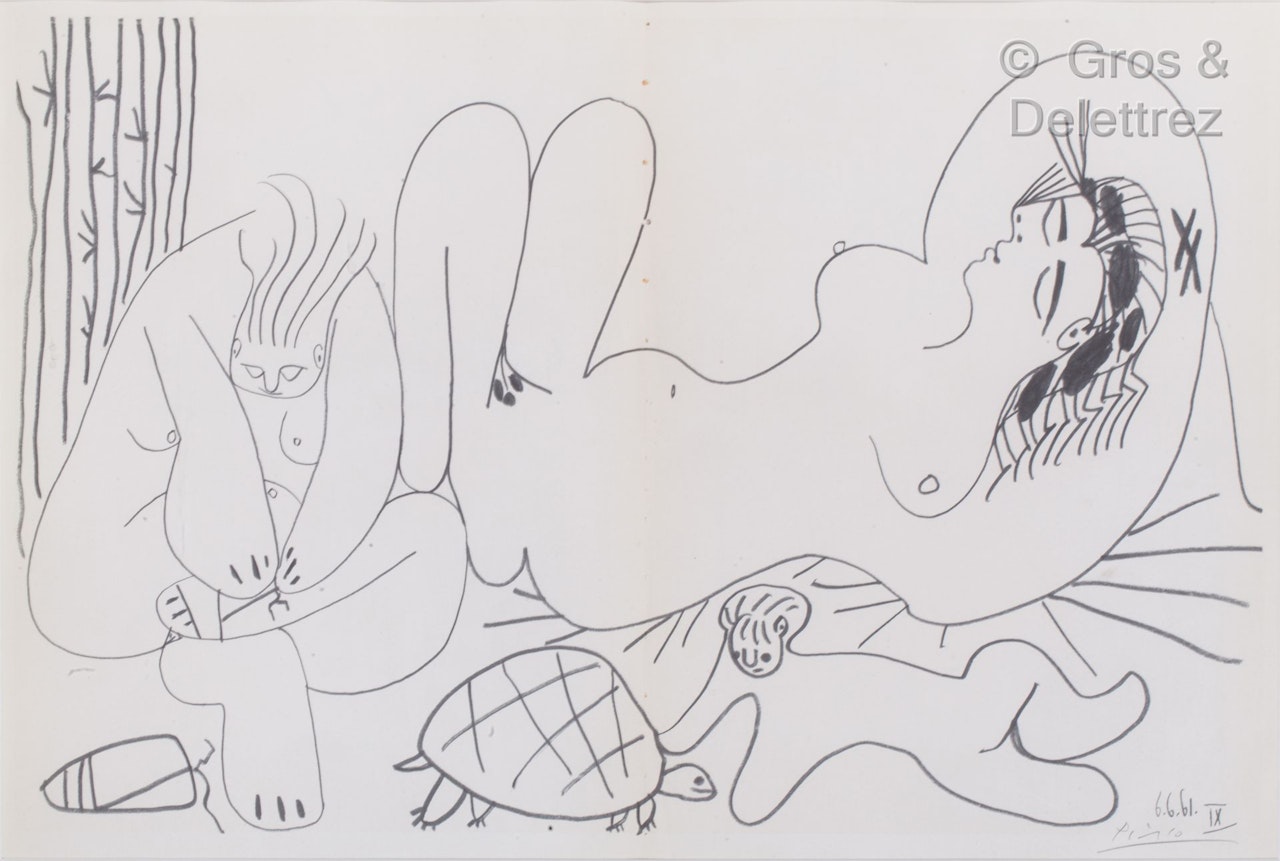 Naked women lying down Nude women lying down by Pablo Picasso