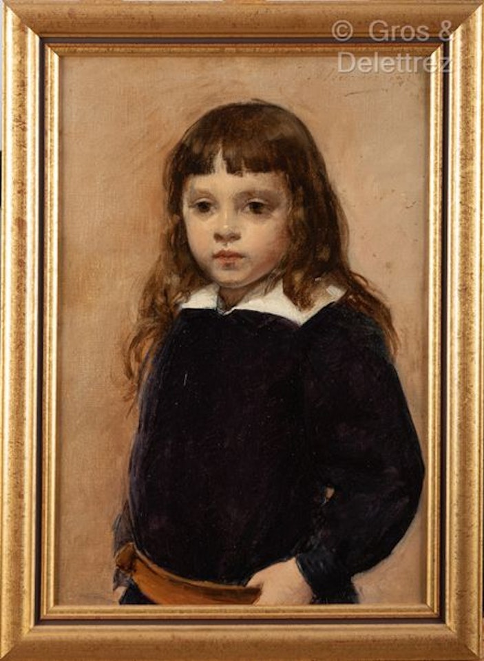 Portrait of a child with a white collar by Leon Comerre