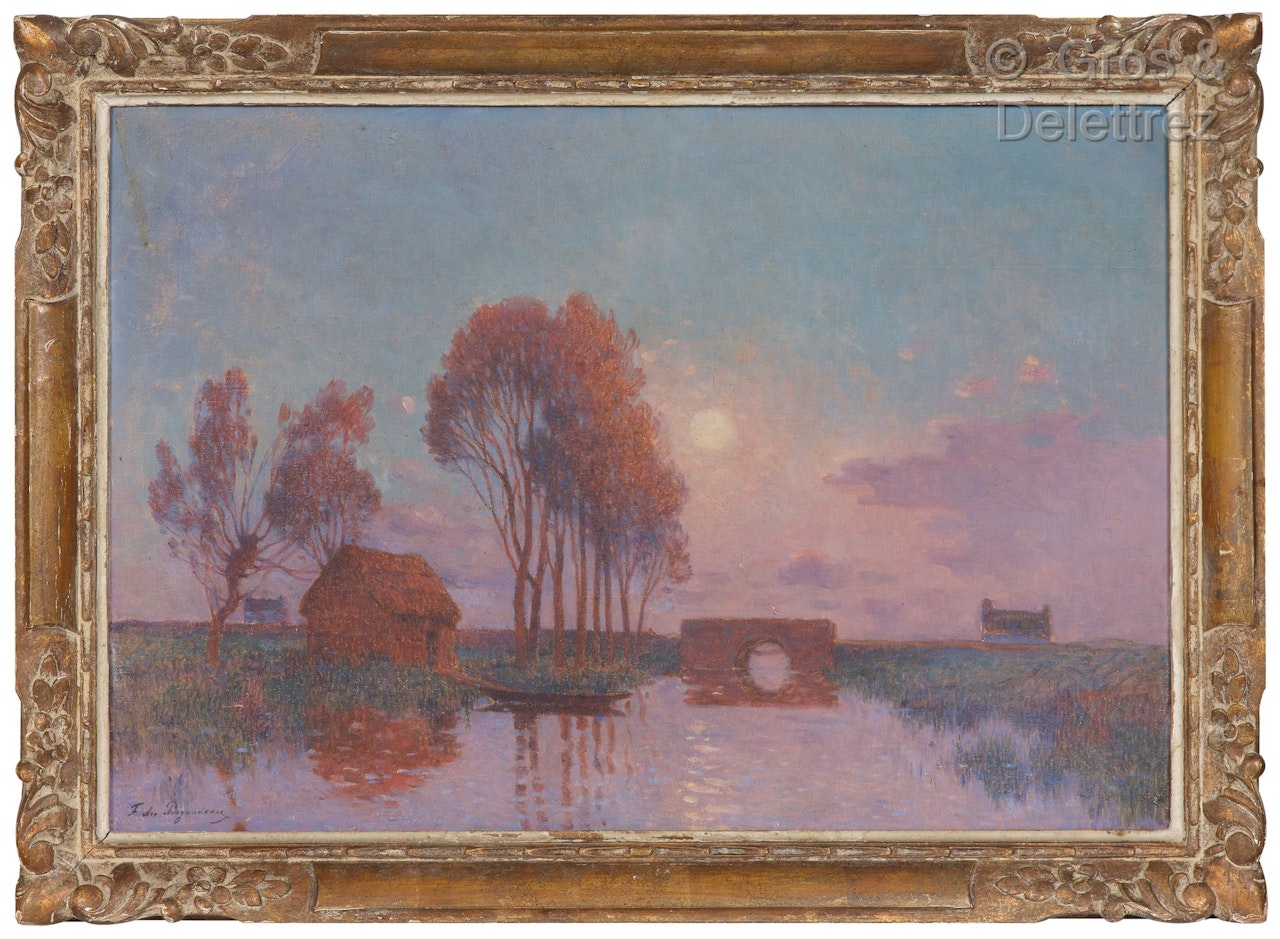 Bridge of Pendille (Brière) in the moonlight by Ferdinand du Puigaudeau