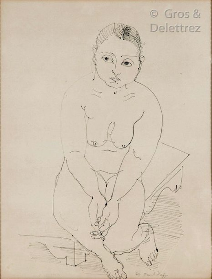 Sitting nude by Raoul Dufy