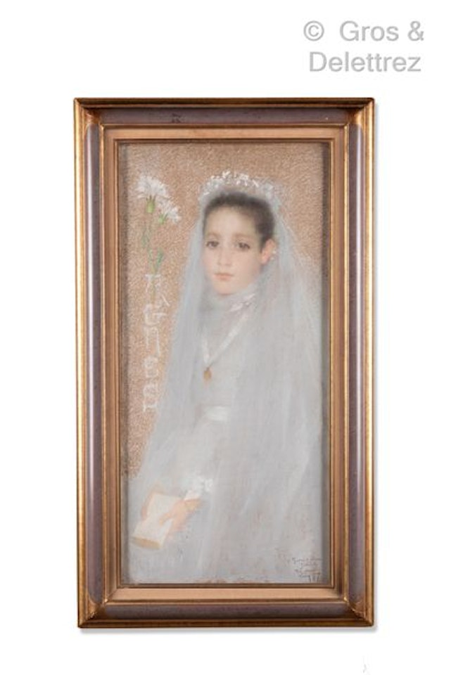 Portrait of Agnes as a young communicant by Lucien Lévy-Dhurmer