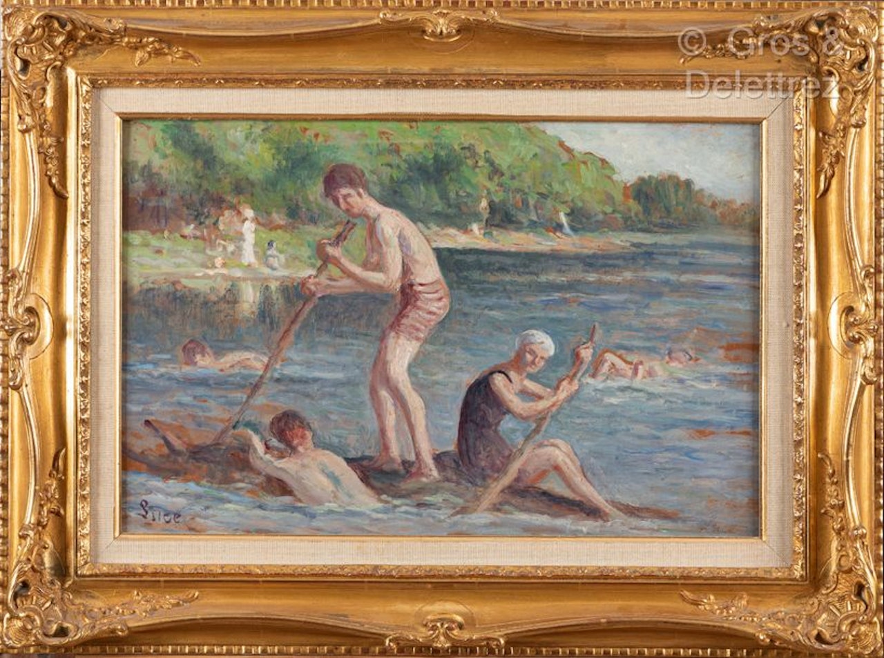 Méricourt, bathing by Maximilien Luce