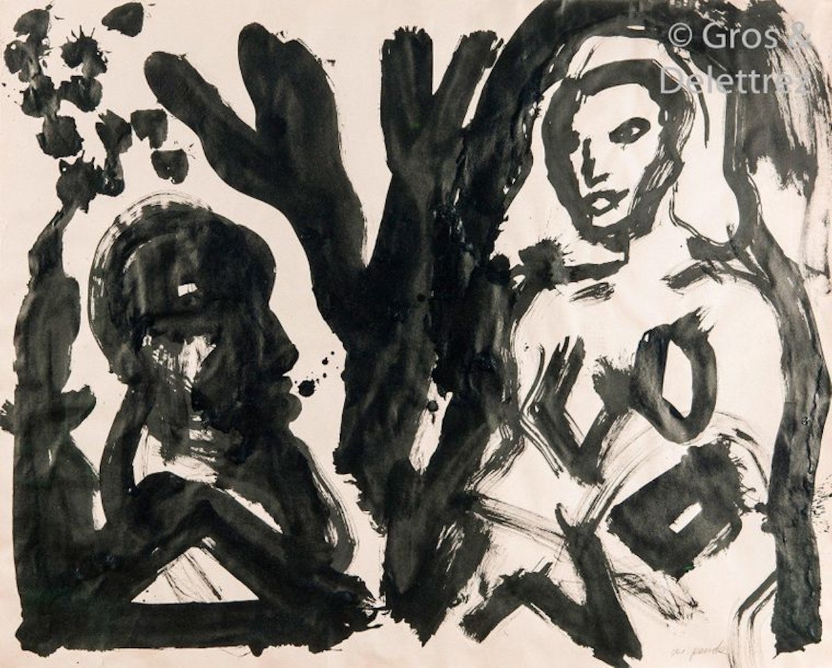 Untitled (Male in profile and female) by A.R. Penck