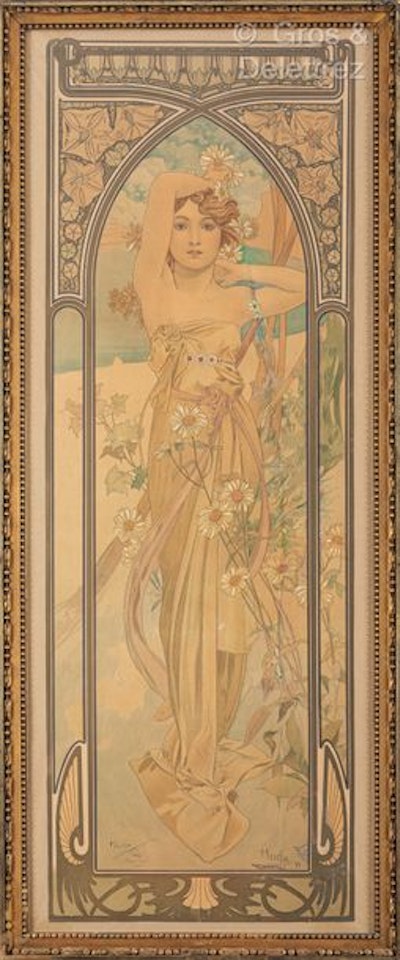 Woman with Daisies and Sleeping Woman by Alphonse Mucha