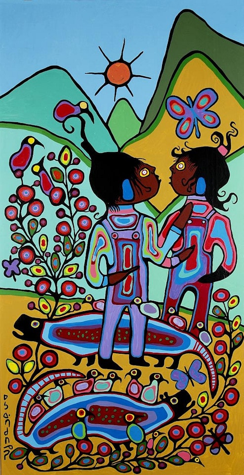 Figures In A Garden by Norval Morrisseau