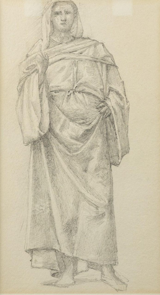 drawing of a robed figure by Edward Coley Burne-Jones