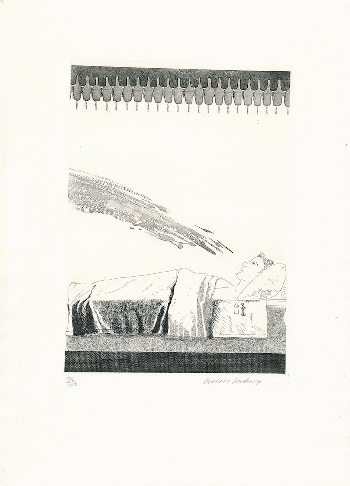 Cold Water about to hit the Prince, from "Six Fairy Tales from the Brothers Grimm" by David Hockney