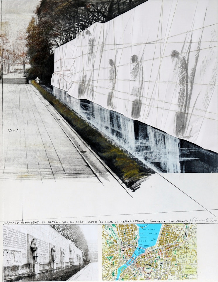 Wrapped Mur des Reformateurs, Project for Geneva by Christo