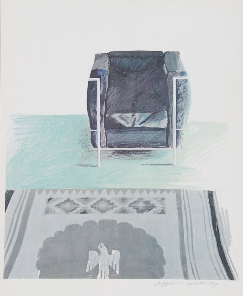 Corbusier Chair and Rug by David Hockney