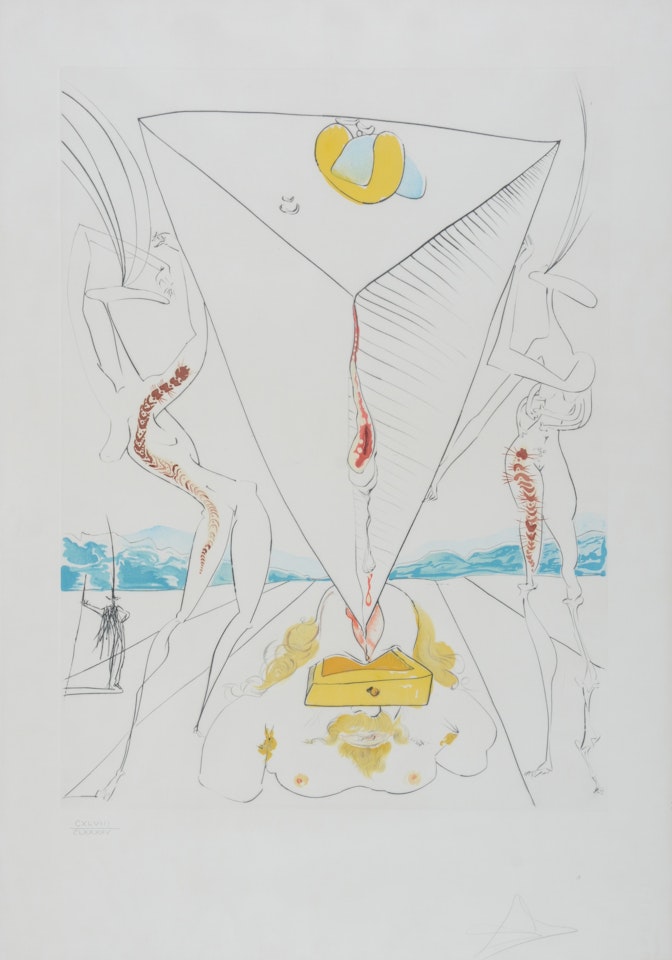 Philosophe écrasé par le cosmos, from "La conquête du cosmos" by Salvador Dali