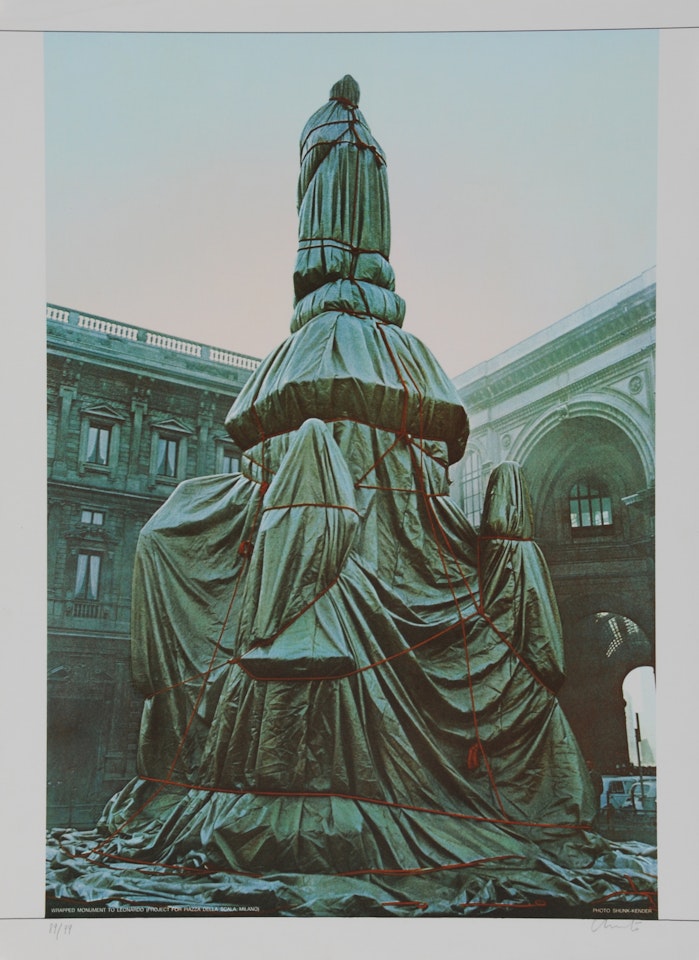 Wrapped Monument to Leonardo, Project for Piazza della Scala, Milan by Christo