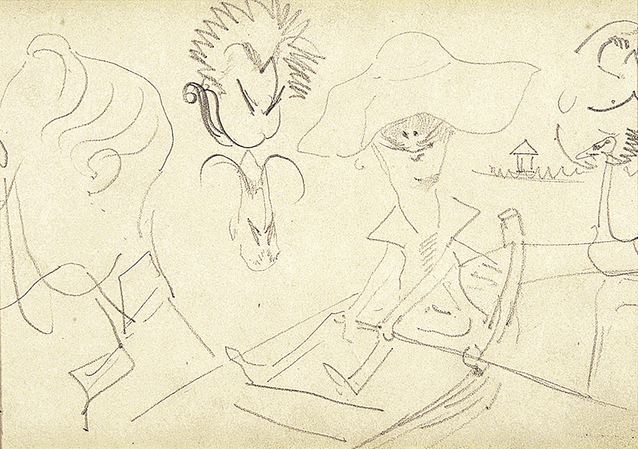 Recto: Croquis de têtes; verso: Bateau et silhouettes by Henri de Toulouse-Lautrec