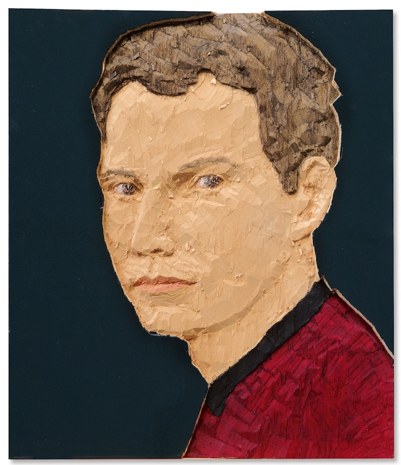 Kopfrelief Mann (rot) , (Head Relief Male, red) by Stephan Balkenhol