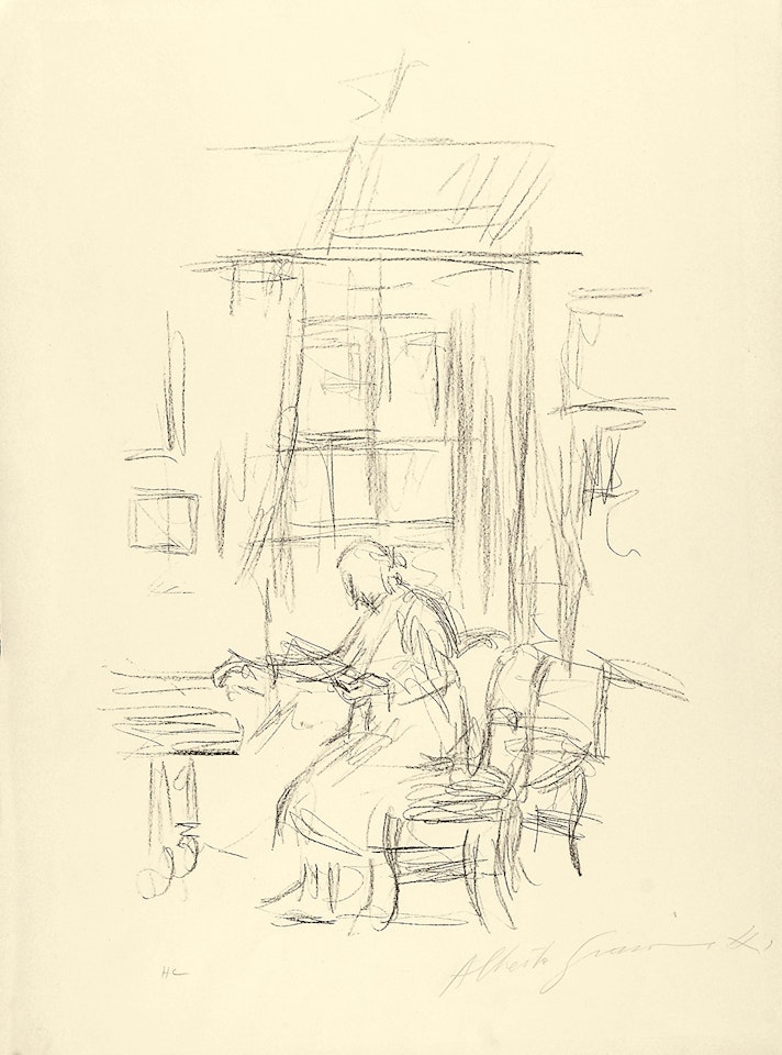 La mère de l"artiste assise devant la fenêtre à Stampa by Alberto Giacometti