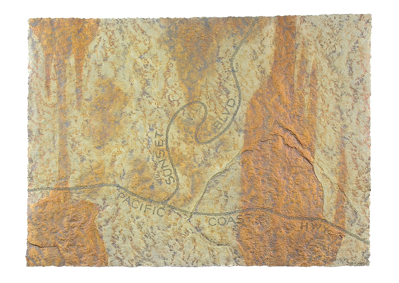 Pacific Coast Sunset, from "Petro Plots Suite" by Ed Ruscha