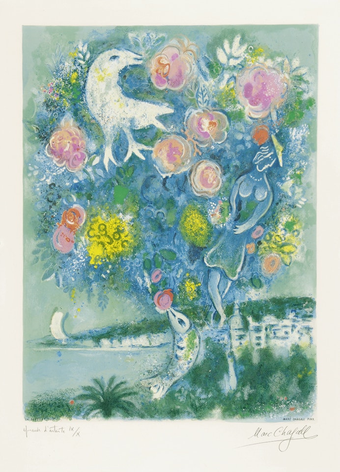 Baie des anges au bouquet de roses, from "Nice et la Côté d"Azur" by Marc Chagall