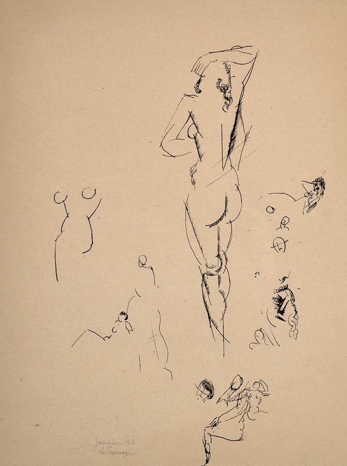 Nu de dos + esquisses by Roger de la Fresnaye