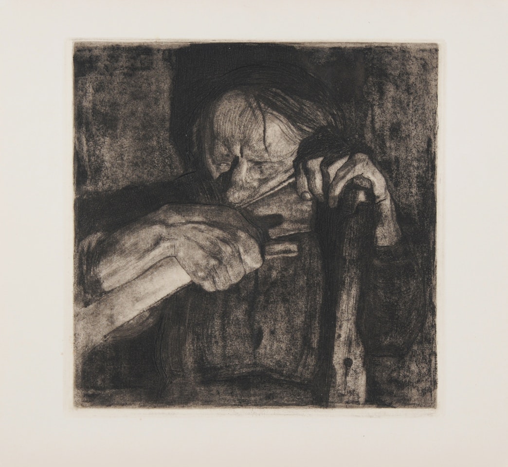 Beim Dengeln (When Pounding) by Kathe Kollwitz