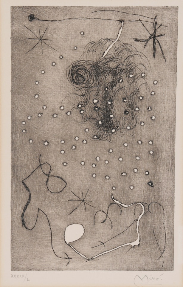 Sheet from "Bibliographie des oeuvres de René Char de 1928 à 1963" by Joan Miró