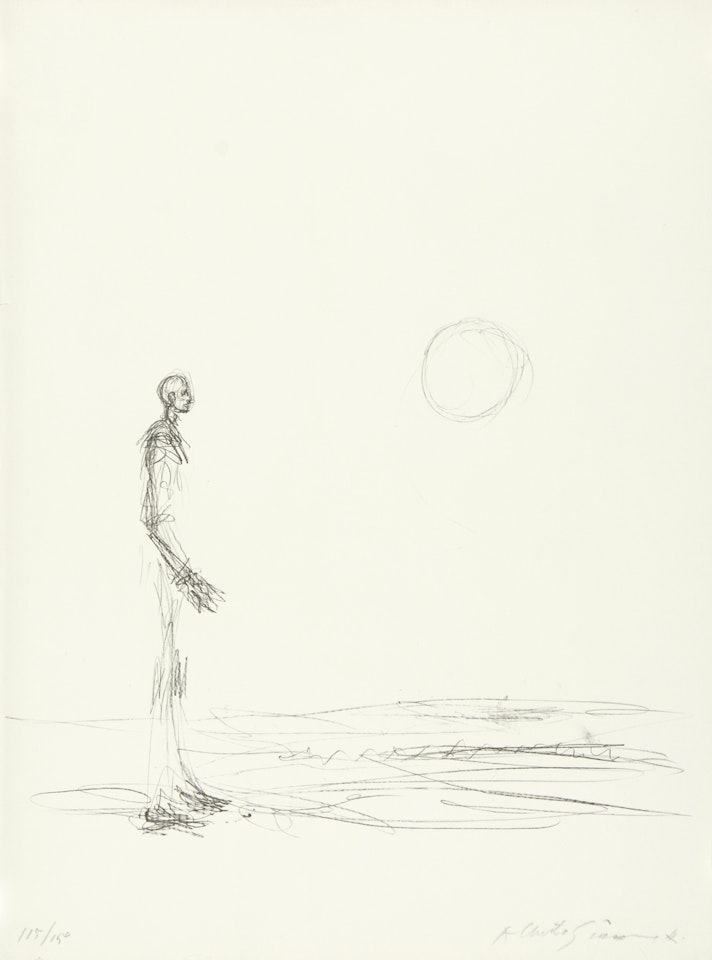 Homme debout et soleil; from "Grafikmappe Hochschule St. Gallen" by Alberto Giacometti