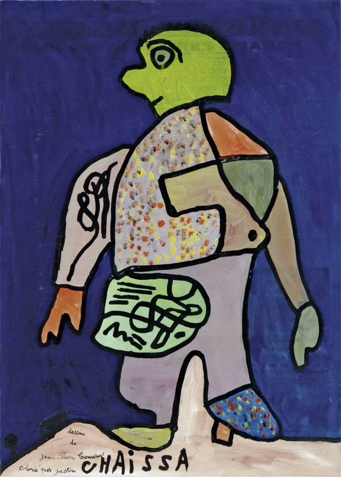 Personnage sur bleu de prusse by Gaston Chaissac